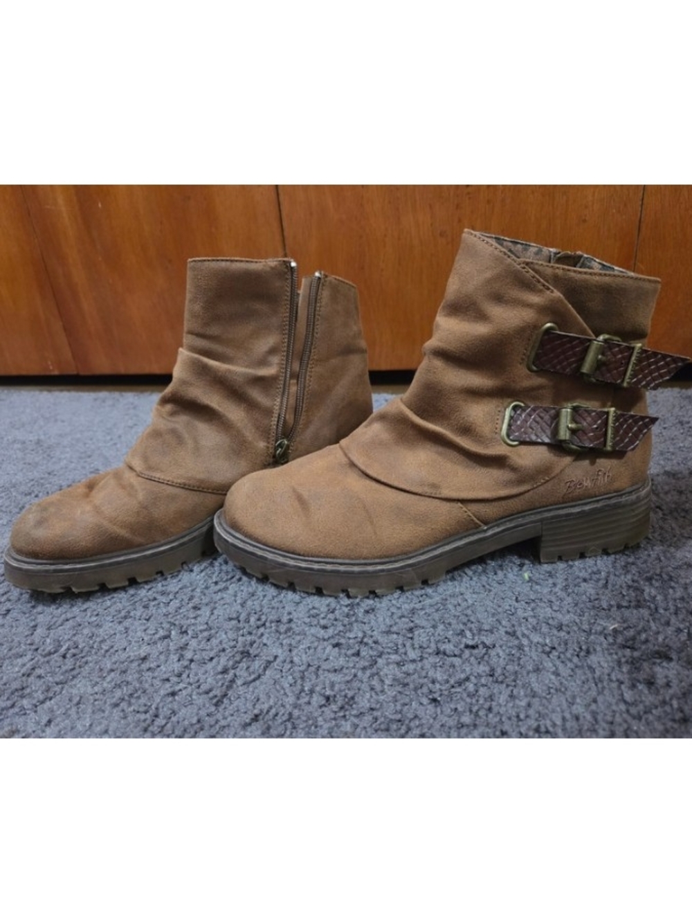 Blowfish Tan Brown Buckle Ankle Boots